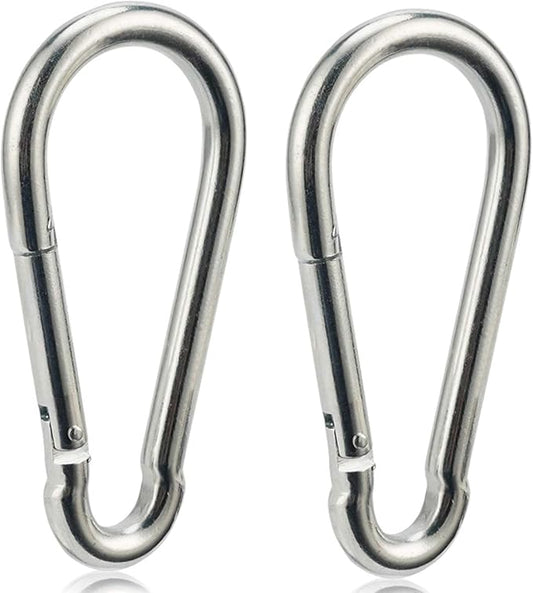 Carabiner Clip 4 Inch Spring Snap Hook Heavy Duty 2pcs 10x100mm for Hammock Punching Bags Swing Chairs Gym Equipment Camping Hiking