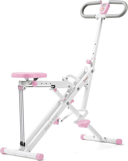 Sunny Health & Fitness Row-N-Ride Squat Assist Trainer, Foldable & Easy Setup Exercise Equipment w/Adjustable Resistance, Home Gym Training Machine for Arm, Glute & Leg Workout, Optional in Colors