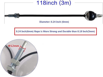 KORIKAHM Fitness Pulley Cable 118/157 / 197/236 Inch, LAT Pulldown Cable Replacement Gym Thick 6mm for Pulley System Cable Machine Accessories, PU Coating Steel Wire Rope with Stopper Ball