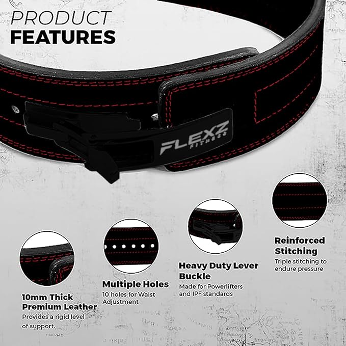Flexz Fitness Lever Weight Lifting Belt Leather - 10MM 13MM 13MM Powerlifting
