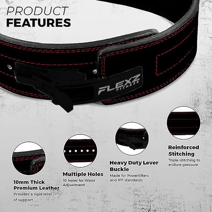 Flexz Fitness Lever Weight Lifting Belt Leather - 10MM 13MM 13MM Powerlifting