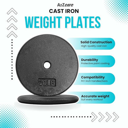 A2ZCARE 1 inch Weight Plates Set 1.25 lbs 20 lbs, 1 inch, 1 inch