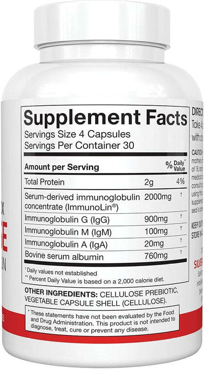 Silver Fern Cleanse - Daily Gut Detox - 1 Bottle - 120 Capsules - 30 Day Supply - Immunoglobulin G, A & M -(IgG, IGA, IgM) - Postbiotic