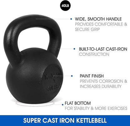 Yes4All Kettlebell Adjustable/Cast Iron/Protective Base Solid Smooth