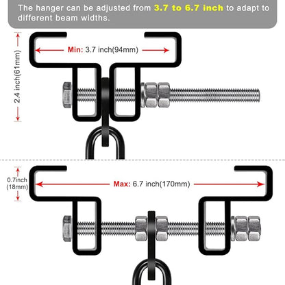 SELEWARE Heavy Duty Steel Beam Clamp, Heavy Bag Mount, Punching Bag Hanger Heavy Duty Holder for Boxing, Muay Thai and MMA Training (with Carabiner)