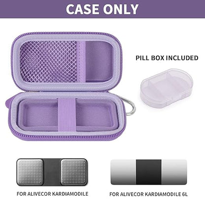 PAIYULE Heart Rate Monitor Case for AliveCor for KardiaMobile 1L 6L Personal EKG Monitor Storage Holder Fits for Cardiac Mobile Portable Heart Rate Monitor Bag Organizer (Pill Box Included) Purple