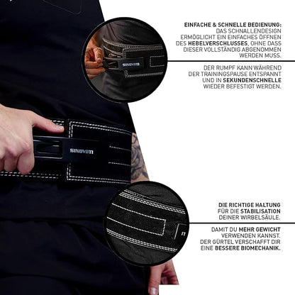 Weight-lifting belt for men with lever buckle 8.5cm / 10cm Height
