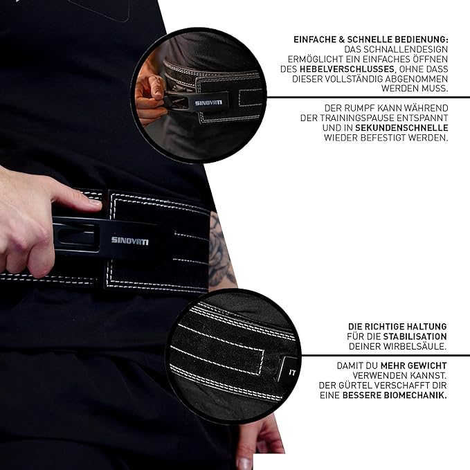 Weight-lifting belt for men with lever buckle 8.5cm / 10cm Height