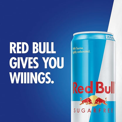 Red Bull Sugar Free Energy Drink with 189mg Caffeine plus Taurine & B Vitamins, 20 Fl Oz, Pack of 12 Cans