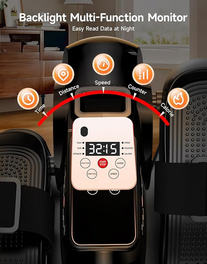 Under Desk Elliptical Machine,Electric Ellipse Leg Exerciser for Seniors Adults,Quite Portable with Display Monitor,Non-Slip Foot Straps and Remote Control and 12 Adjustable Speeds
