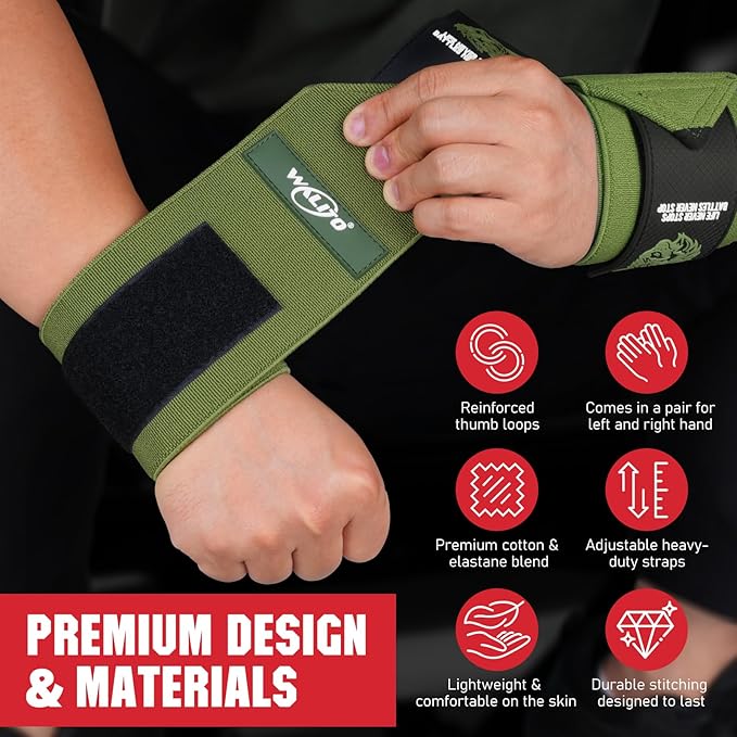 Wrist Wraps for Weightlifting-21" Lifting Wrist Straps for Weightlifting,Weight Lifting Wrist Wraps with Thumb Loop,Breathable Wrist Brace, Avoid Injury and Maximize Grip for Men & Women Powerliftin