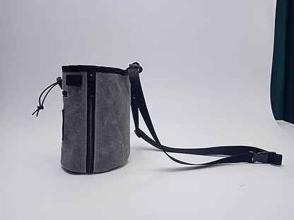 Chalk Bag for Rock Climbing| Waxed Canvas Climbing Chalk Bag w/Drawstring, Adjustable Belt, 2 Large Zippered Pockets|Water Resistant Rock Climbing Chalk Bag| Climbing Chalk Bags |Chalk Bag Bouldering