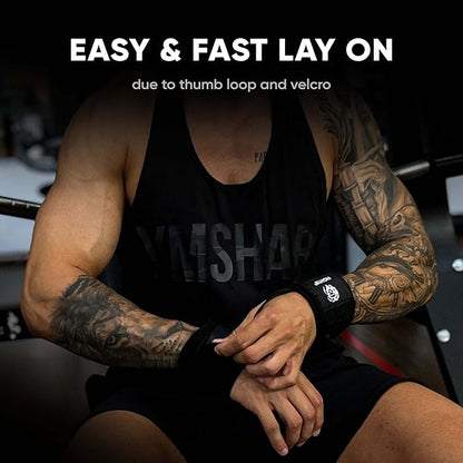 FIGHTR® Fitness Wrist Wraps - for more Grip and less Pain - Pro Quality for Fitness, Powerlifting, Bodybuilding, Weightlifting & Crossfit