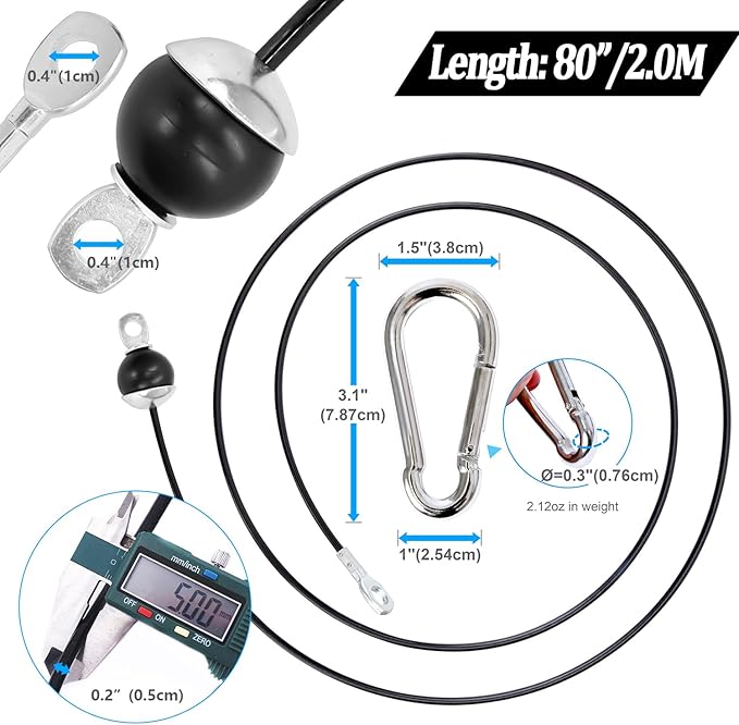 Taeku Fitness Pulley Cable, Heavy-Duty 6mm Steel Wire Rope for Home Gym, Adjustable Replacement Cable for Weightlifting, LAT Pulldown, and Cable Machine Accessories
