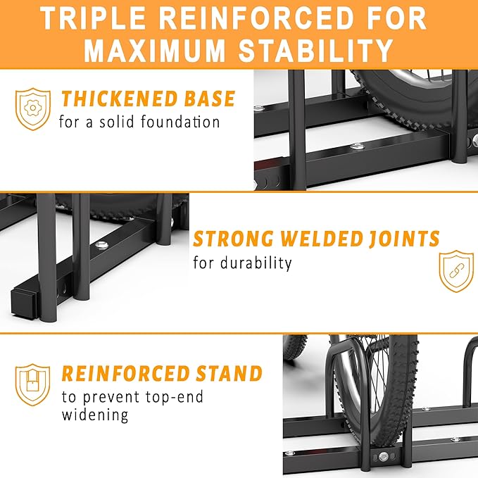 Ultrawall Bike Storage Rack for Garage, 4 Bikes Floor Bike Stand, Bicycle Parking Holder Stand for Indoor/Outdoor, Fit 22-28" Wheel Tire Width 2.1"