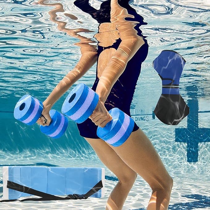 UNAOIWN Water Dumbbell Set for Aquatic Aerobics Exercise, Water Weights Equipment, Training Aid for Aquatic Fitness, Water Workout Fitness Tool
