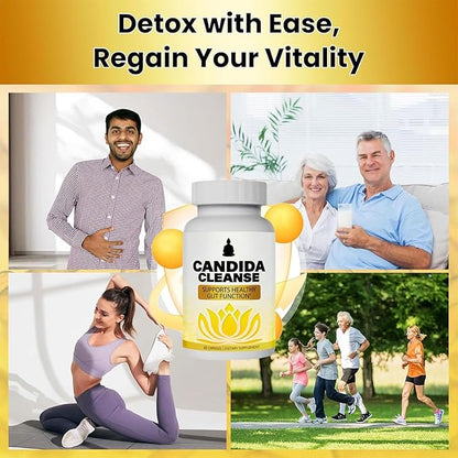 Candida Cleanse, Gut & Colon Cleanse for Women & Men, Supports Healthy Gut and Colon Function, Pure Natural Formula - Oregano Leaf, Wormwood Leaf, Black Walnut Hull, Reishi Mushroom, Aloe Vera