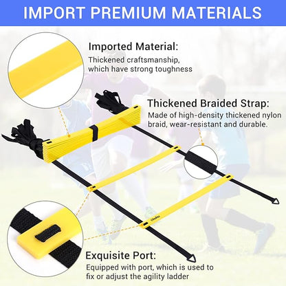 Agility Ladder Speed Training Set: Ohuhu 12 Rung 20ft Soccer 12 Cones, 4 Steel