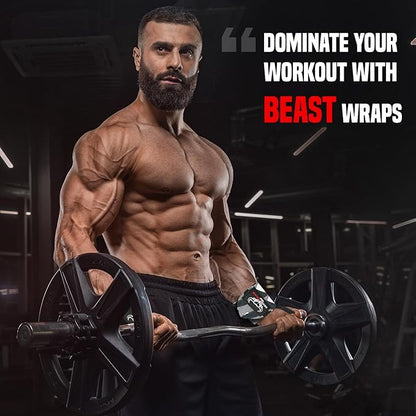 BEAST RAGE Wrist Wraps for Weightlifting - Adjustable Lifting Straps With Thumb Loop for Enhanced Gym Support, Powerlifting, Bodybuilding and Workout