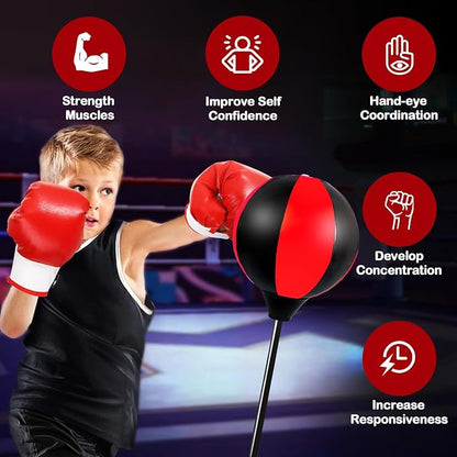 Punching Bag for Kids 8-12 Years, 2Pack Kids Boxing Gloves for 3-8, Kids Punching Bag with Height Adjustable Stand for 5-7, Outdoor Boy Toys, Birthday Gifts for 5 6 7 8 10 12 Years Old Boys