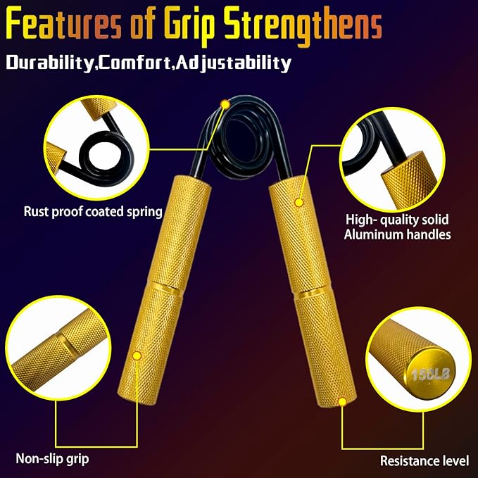 Metal Grip Strength Trainer Set 50-300LB (6 (6 Pack)