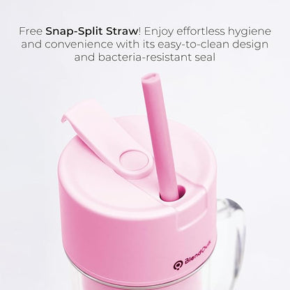 Personal Portable Blender For Shakes & Smoothies, Leakproof & Stylish Portable Mason Jar Shaker, Rechargeable Mini Blender with 10-Blade Blending System 14oz, Pink