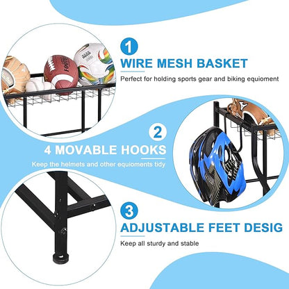 Mythinglogic Garage Bike Storage Rack, Freestanding Organizer for Adult or Kids Bike, 3 Bicycle Holder for Indoor and Outdoor Use