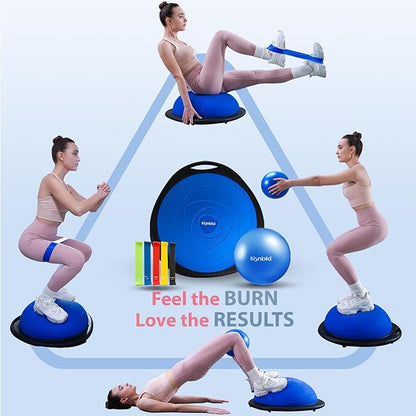 Half Balance Ball Trainer, Inflatable Half Exercise Ball Balance Trainer with Pilates Ball & Resistance Bands, Non-Slip Half Yoga Ball for Home Gym Full Body Workouts