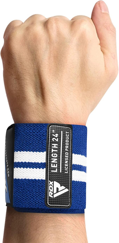 RDX Weight Lifting Wrist Support Wraps, 36” 24” 18” Professional Grade Elasticated Cotton Straps, Gym Fitness Workout Strength Training Bodybuilding Powerlifting Deadlifting Calisthenics, Men Women