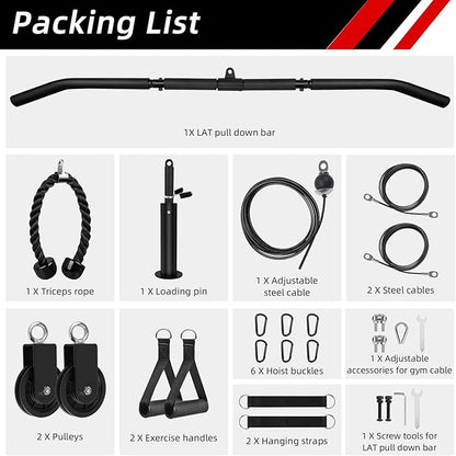 LFJ LAT Pull Down and Lift Weight Pulley System Cable Machine Pulley Attachment for Triceps Pull Down, Biceps Curl, Back, Forearm, Shoulder Home Gym Equipment