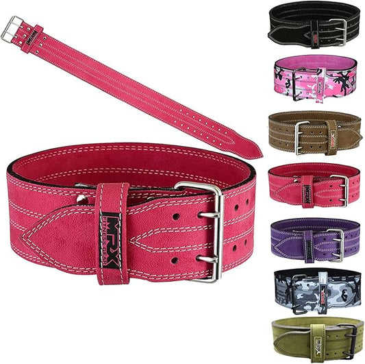 MRX Powerlifting Leather Belt 4" Wide 10mm Thickness 2 Prong