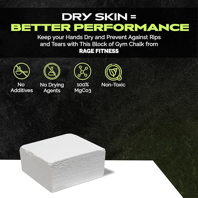 Premium Gym Chalk, Pure Magnesium Carbonate Chalk for Excellent Grip, Weightlifting, Gymnastics, Rock Climbing - Block Chalk 1 LB