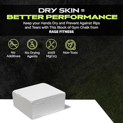 Premium Gym Chalk, Pure Magnesium Carbonate Chalk for Excellent Grip, Weightlifting, Gymnastics, Rock Climbing - Block Chalk 1 LB