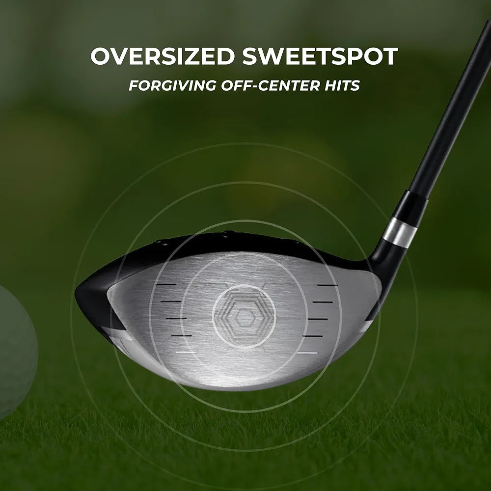 Speed Titanium Driver Golf Club, 10°, 11.5°, 12.5° Loft , Ultra Lightweight Graphite Shaft, Oversized Sweet Spot, Aerodynamic Design, USGA Conforming Mens Golf Driver + Deluxe Headcover
