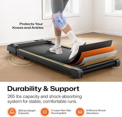 Walking pad, 3-in-1 Under Desk Treadmill for Home and Office, 2.5 HP Portable Walking Jogging Running Machine with Remote Control and LED Display