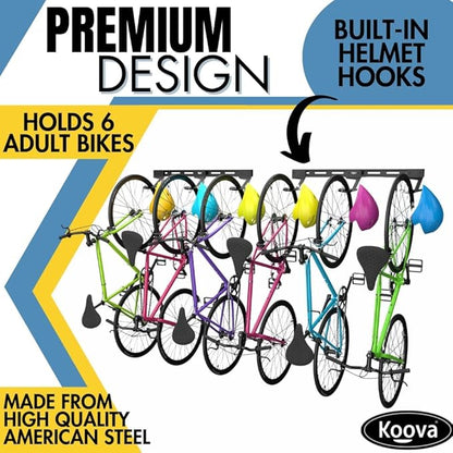 Koova Wall Mount Bike Rack | Steel Bike Mount | Adjustable Hangers | Easy Mount | USA Made
