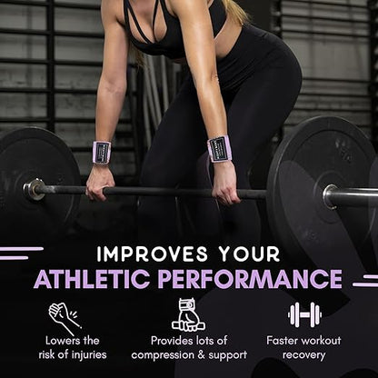 Wrist Wrap for Weightlifting, Wrist Support for Powerlifting Competition, Strength Training and Bodybuilding - Premium Wrist Wraps for Men & Women - Gym Wrist Protection Wraps for Everyday Use - Purple Boba