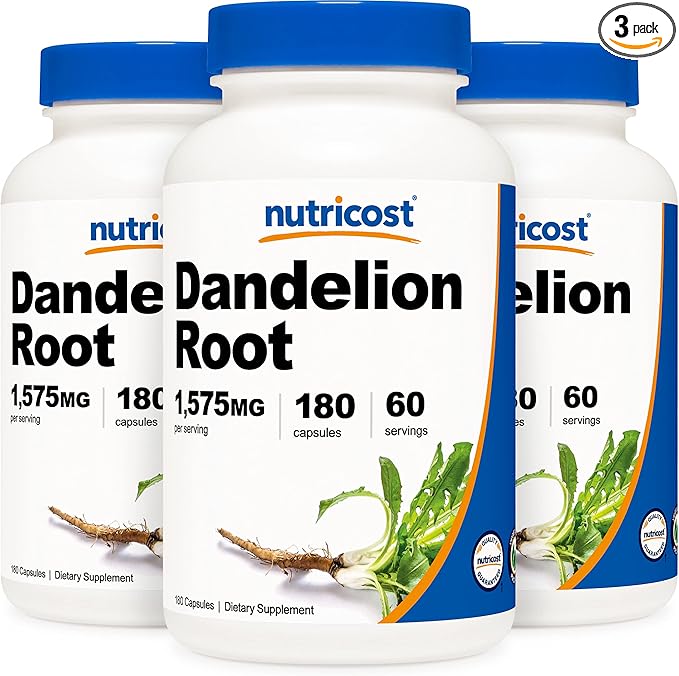 Nutricost Dandelion Root 525mg, 180 Capsules (3 Bottles) - 1575mg Serving, Non-GMO, Gluten Free