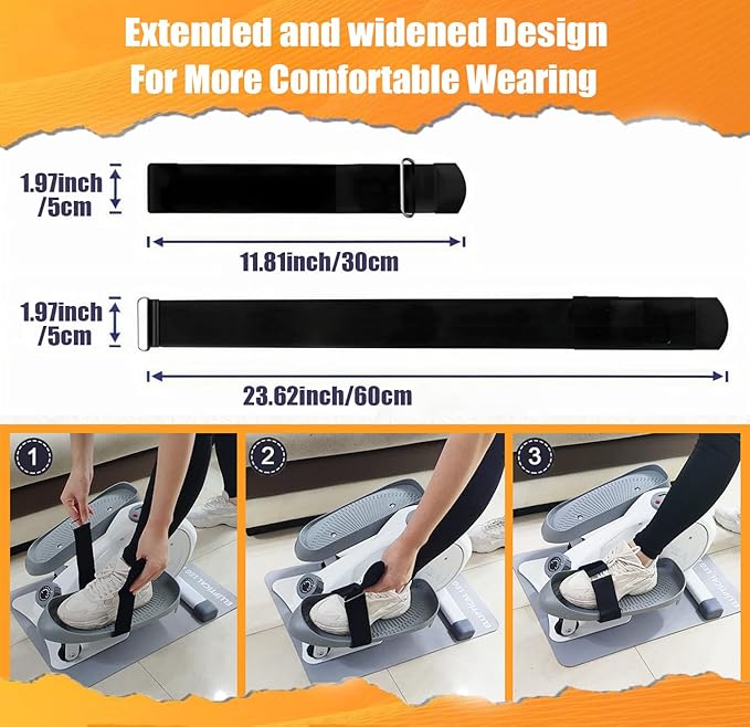 Ellipse Leg Exerciser Machine Pedal Straps, Adjustable Pedal Strap for Elliptical Exercise Machine, Under Desk Elliptical Reusable Straps Fitness Workout Equipment Home Office Sports Accessories