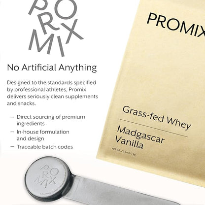 Promix Whey Protein Powder, Vanilla - 5lb Bulk - Grass-Fed & 100% All Natural - ­Post Workout Fitness & Nutrition Shakes, Smoothies, Baking & Cooking Recipes - Gluten-Free & Keto-Friendly