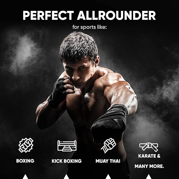 FIGHTR® Boxing Handwraps 160 inches semi-Elastic Hand Wraps with Thumb Loop for Boxing, MMA, Muay Thai & Martial Arts