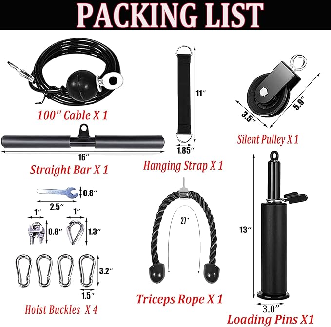 Taeku LAT Pulley System for Home Gym – Strength Training Fitness Equipment Cable Machine for Triceps, Biceps, Back & Shoulder Workouts