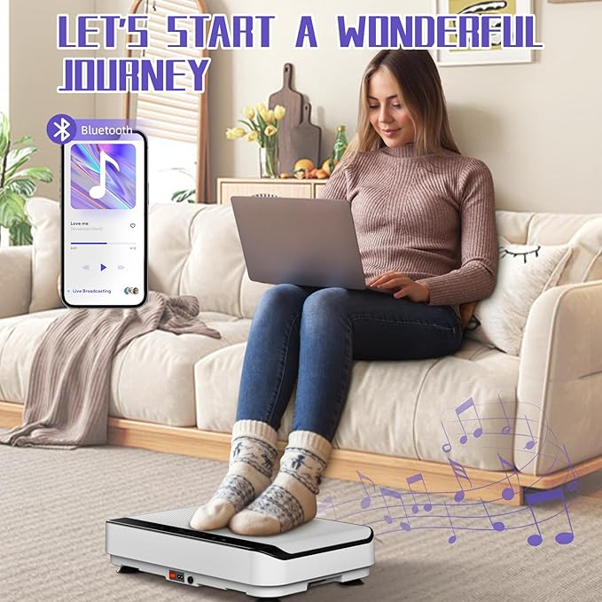 Vibration Plate Exercise Machine with Bluetooth for Lymphatic Drainage – 400lbs Capacity with 9 Preset Modes & 99 Speed Level, Home Gym Equipment for Whole Body Vibrating Workout, Weight Loss & Toning
