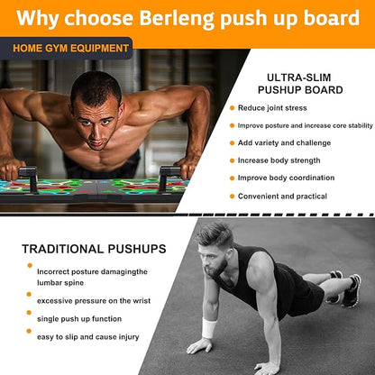 AERLANG Push Up Board, Portable Multi-Function Foldable 10 in 1 Push Up Bar, Push up Handles for Floor,Professional Push Up Strength Training Equipment
