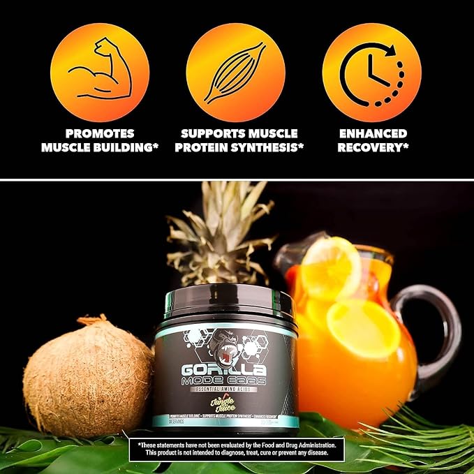 Gorilla Mode EAAs - Essential Amino Acids to Support Muscle Building, Enhanced Recovery, and Protein Synthesis/Use Before, During, or After Your Workout / 492 Grams (Cherry Blackout)