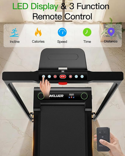 Walking Pad with Incline, Incline Treadmills for Home, 2.5 HP Under Desk Treadmill Small with Remote Control, Walking Pad Small Treadmill with LED Display