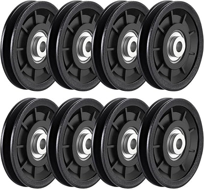 8Pcs 3.5" Nylon Bearing Pulley Wheel Replacement for Gym Equipment Part Cable Machine Universal Wear-Proof Nylon Pulley System Gym Attachments