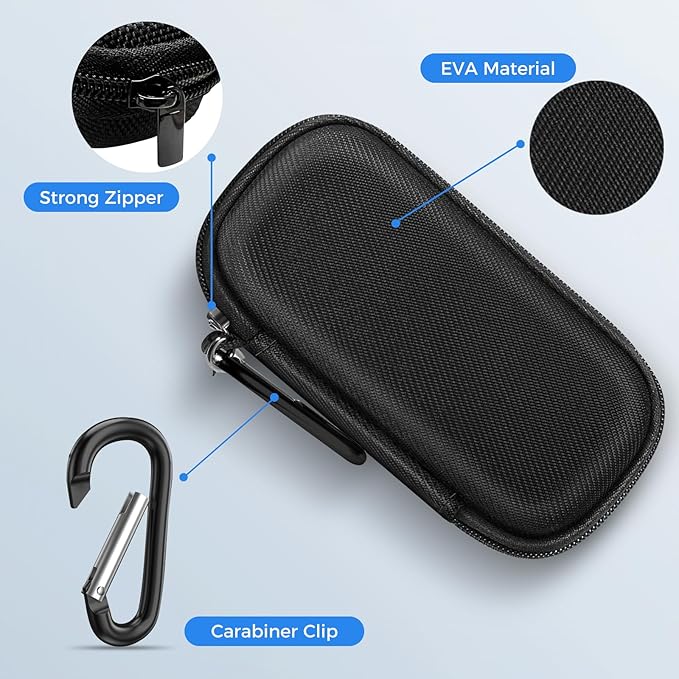 Case for Kardia Mobile EKG Heart Monitor, Hard Case Compatible with AliveCor EKG Device, Heart Monitor Travel Case Comes with Carabiner Clip - CASE ONLY (Black)