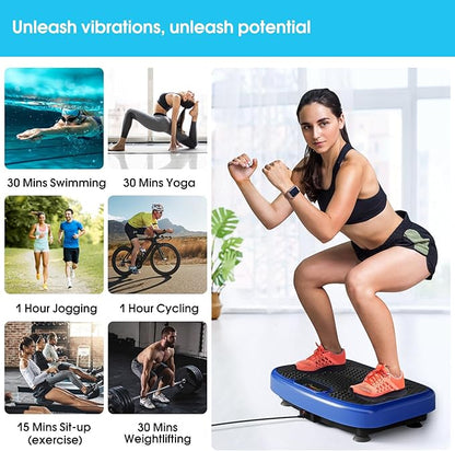 Vibration Plate Exercise Machine for Lymphatic Drainage,Softgym Power Vibrate Stand Shake Board 400 Lbs Capacity Whole Body Workout Waver with Fitness Resistance Bands Weight Loss Gifts for Women Men