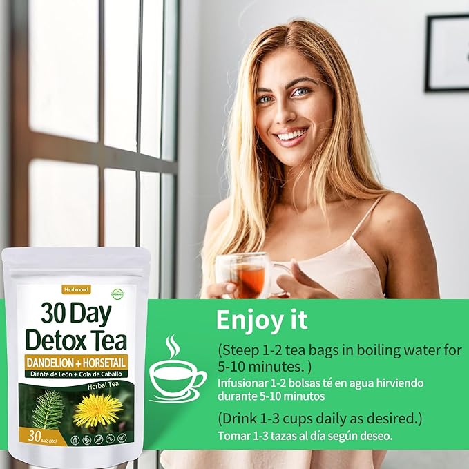 Te de Diente de Leon 30 Day Cleanse Dandelion Tea, Herbmood Natural Herbs Tea Bags para Perder Peso, 30Count (Pack of 2)